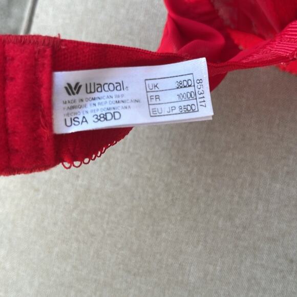 Wacoal red underwire bra size 38DD Style 853117 - Picture 3 of 8